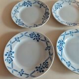 Dessert plates series of six Moulin des Loups Orchies model Bric bleu