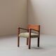 French modernist armchair in wood and green velvet, 1950s
