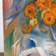 Bouquet of marigolds, oil on canvas signed Maurice Bouillot 1954