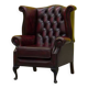 Burgundy leather chesterfield wing chair (Price is for one)