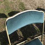 4 blue velvet folding chairs
