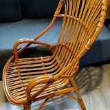 Fauteuil osier vintage 1970