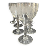 8 guilloché footed glasses – Art Nouveau