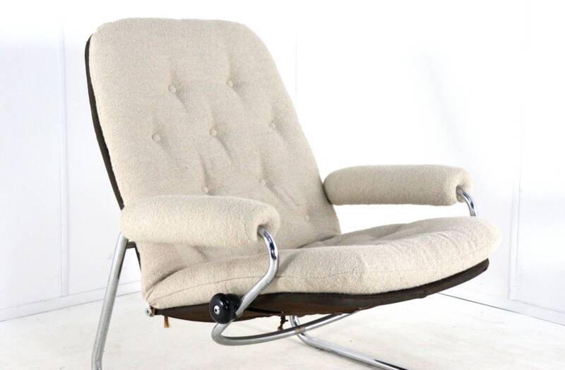 Ekornes Stressless 1970s armchair - very rare early model - new upholstered