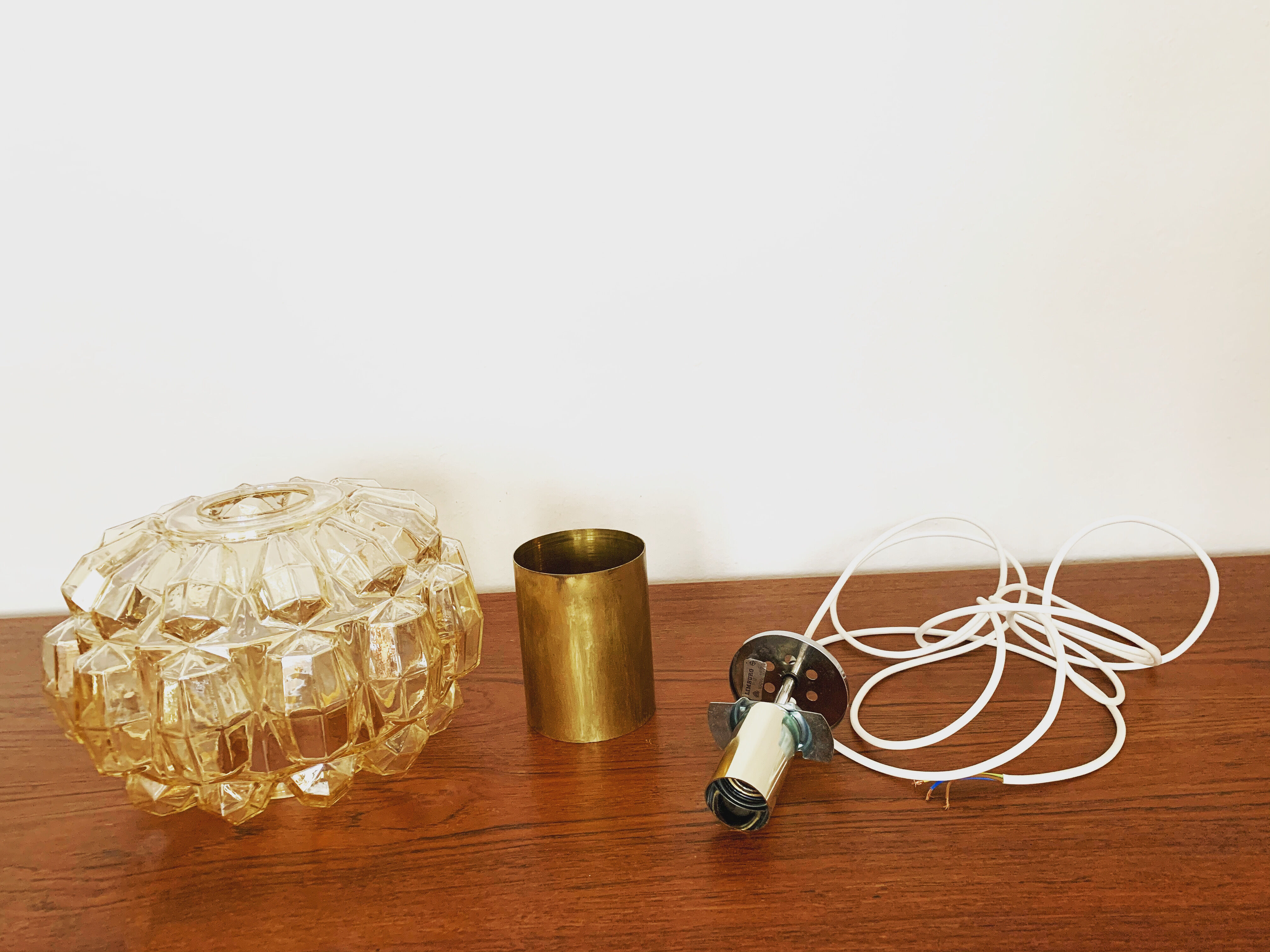 Glass pendant lamp by Glashütte Limburg