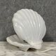 Vintage enameled ceramic table lamp in the shape of an open shell