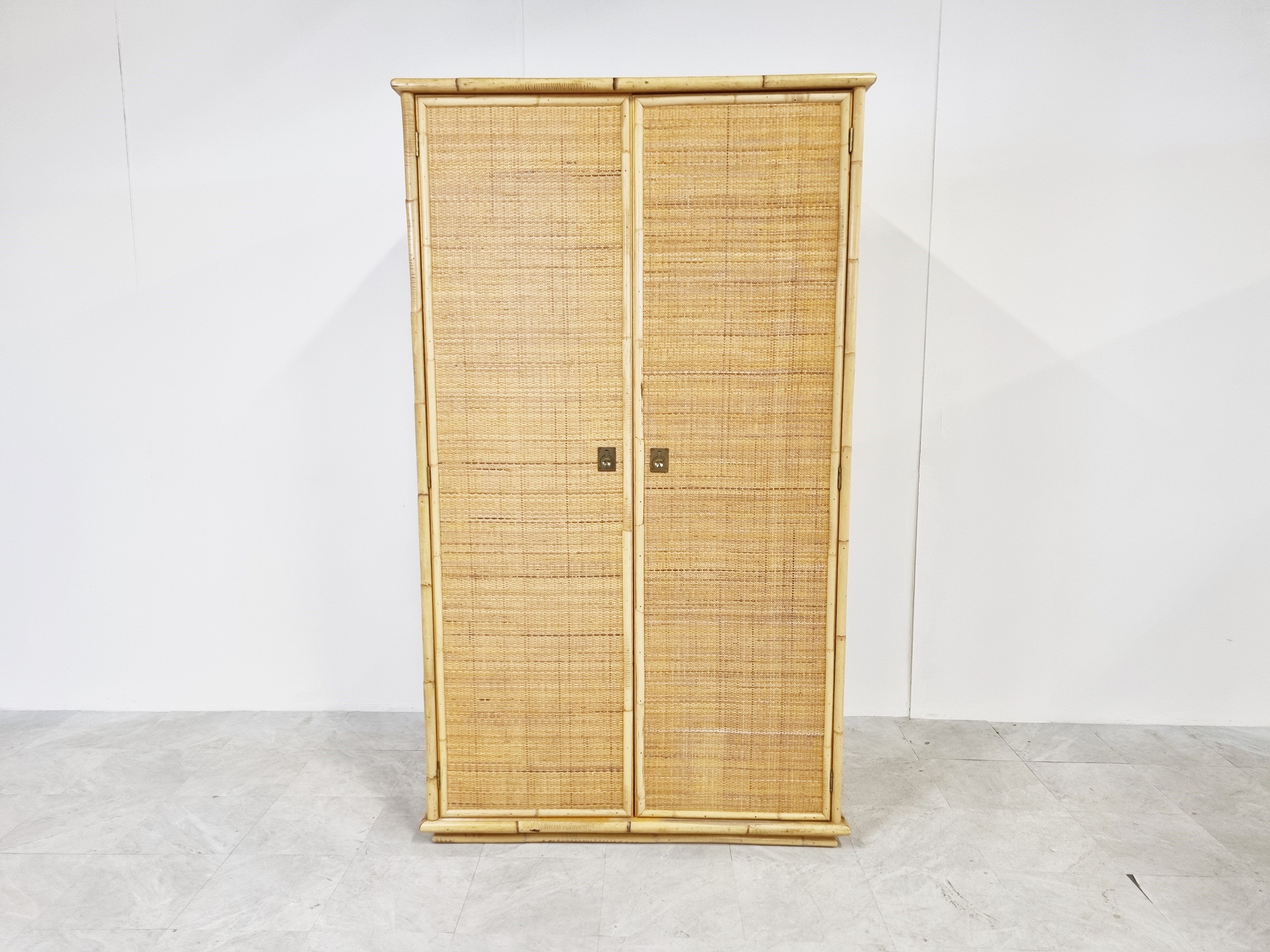 Rattan and bamboo wardrobe by Dal Vera, 1960s