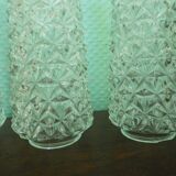 Four-light suspension with glass lampshade, diamond size, 1980.