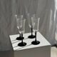 4 large Luminarc Octime vintage octagonal champagne flutes with black foot