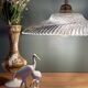 Vintage molded ribbed glass lampshade pendant light - tableware collection -