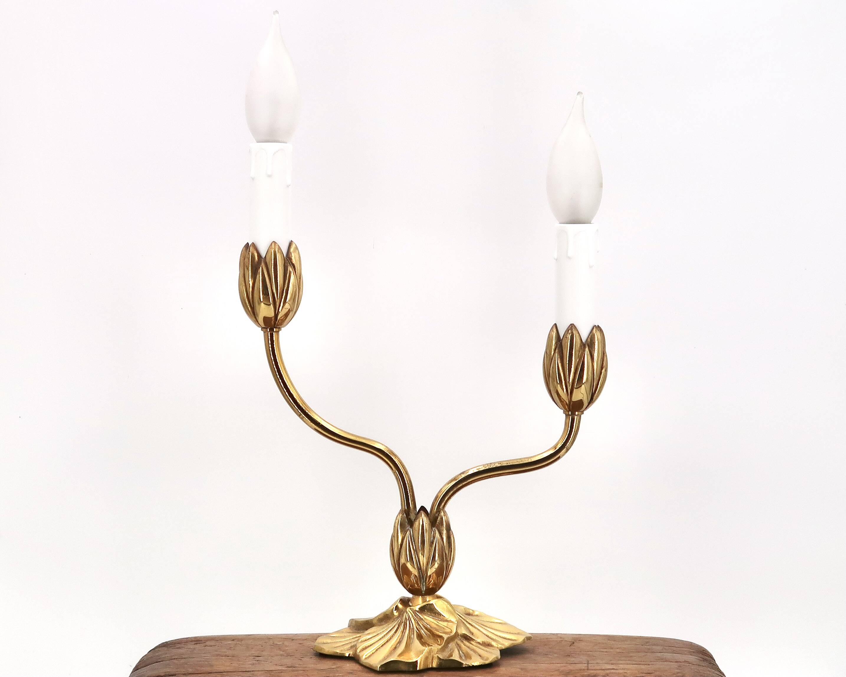 Bronze Water Lily Lamp by Lucien Gau, 1990s