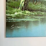 Old signed painting In the Forest