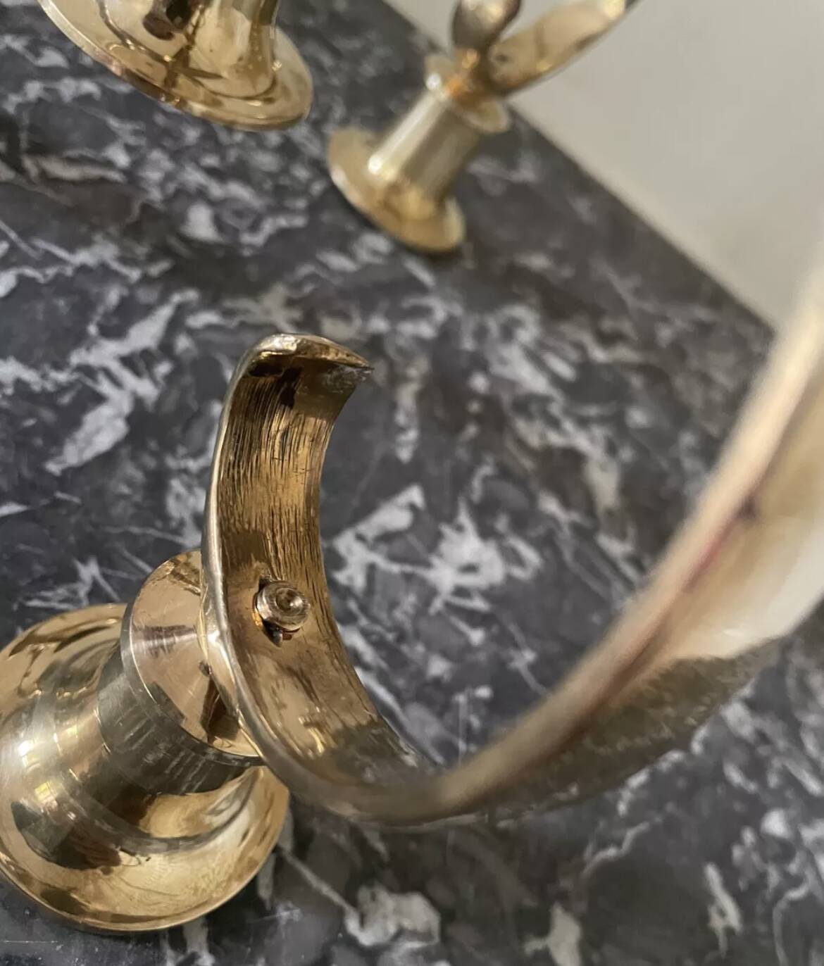 Gold-plated brass candlestick