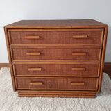 Vintage rattan chest of drawers 4 drawers