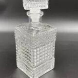 Carafe à whisky pichet flacon bouchon carré décor losanges,