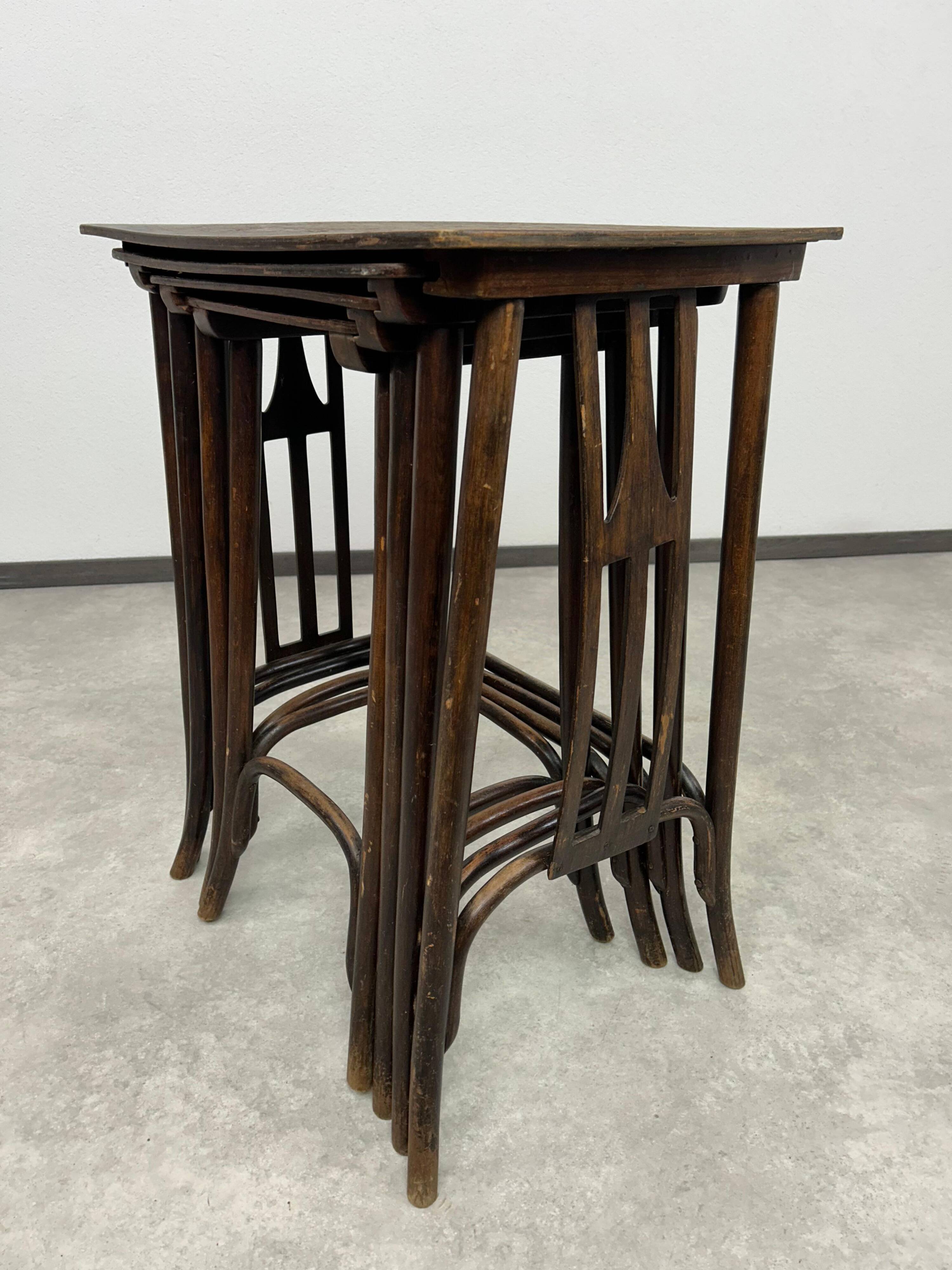Nest tables Secession No. 958 by Siegel or Kolo Moser, produced by J&J Kohn.