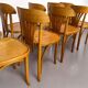 Set of 8 vintage bistro chairs in bent wood, Baumann / Tho style.