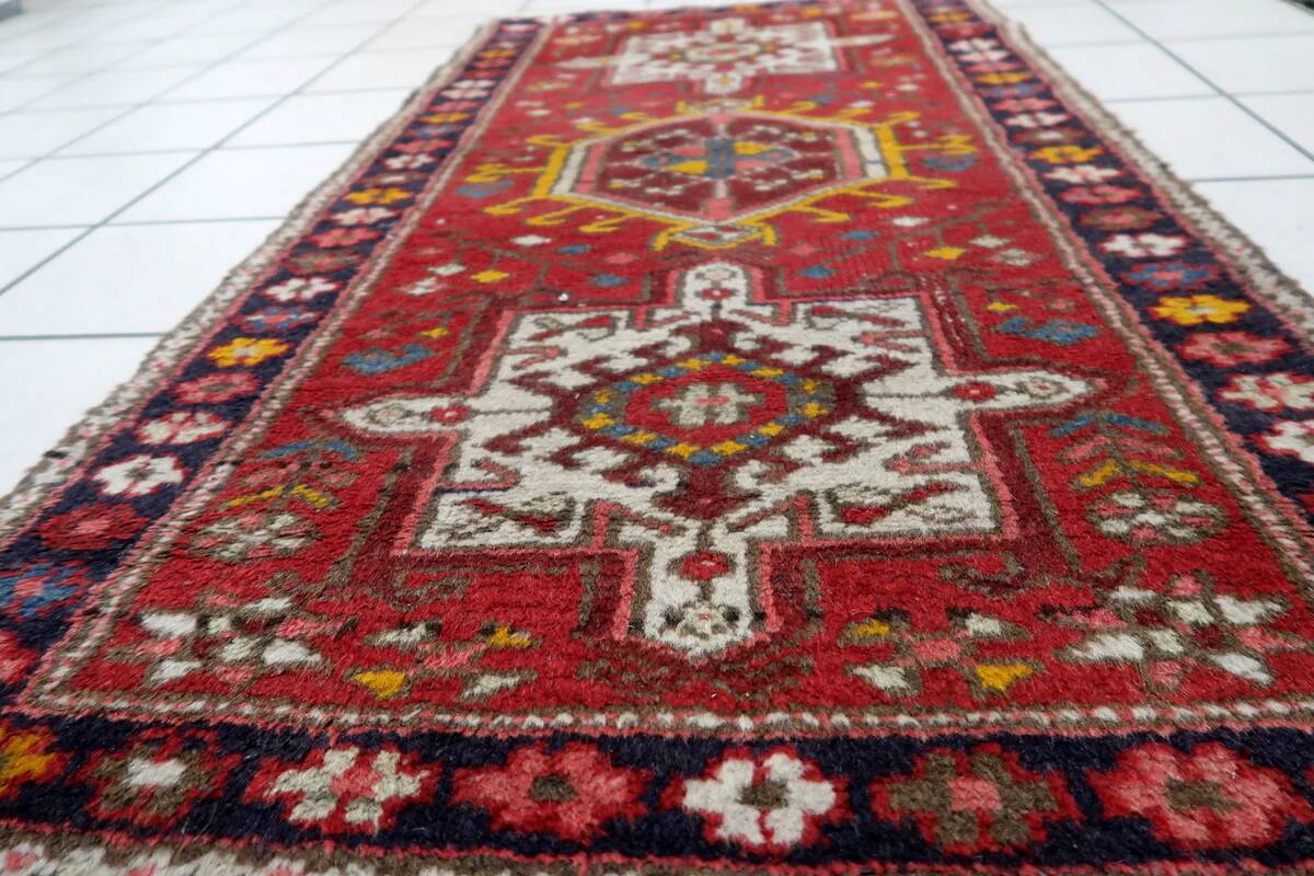 Handmade antique Persian Karajeh rug 2.2' x 4.1' (68cm x 126cm) 1930s - 1C1155