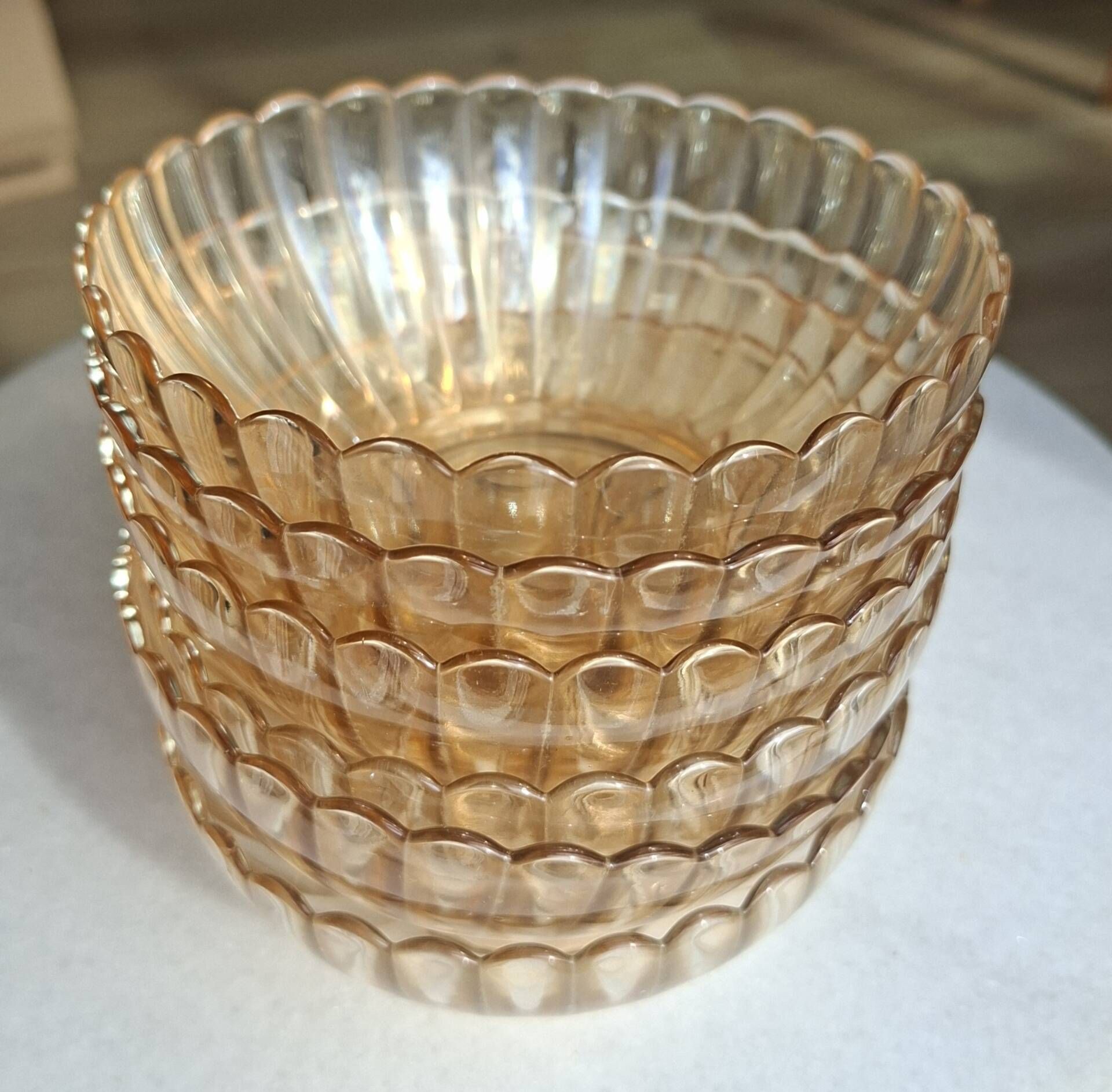 vintage bowls GHB Huilor amber orange glass