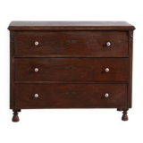Antique solid pine chest of drawers – European rustic furniture with ceramic handles – circa 1900