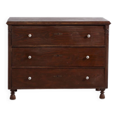 Antique solid pine chest of drawers – European rustic furniture with ceramic handles – circa 1900