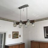 Vintage brown glass ceiling light in Kalmar style, 1960s, large diameter 75 cm.