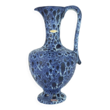 Large vintage kreutz-keramik 1960s 70s vase jug model 228 fat lava drip glaze intense blue