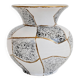 Midcentury German West Vase, Ü geometric black and white ceramic