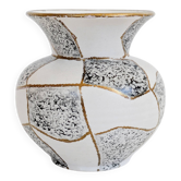 Midcentury German West Vase, Ü geometric black and white ceramic