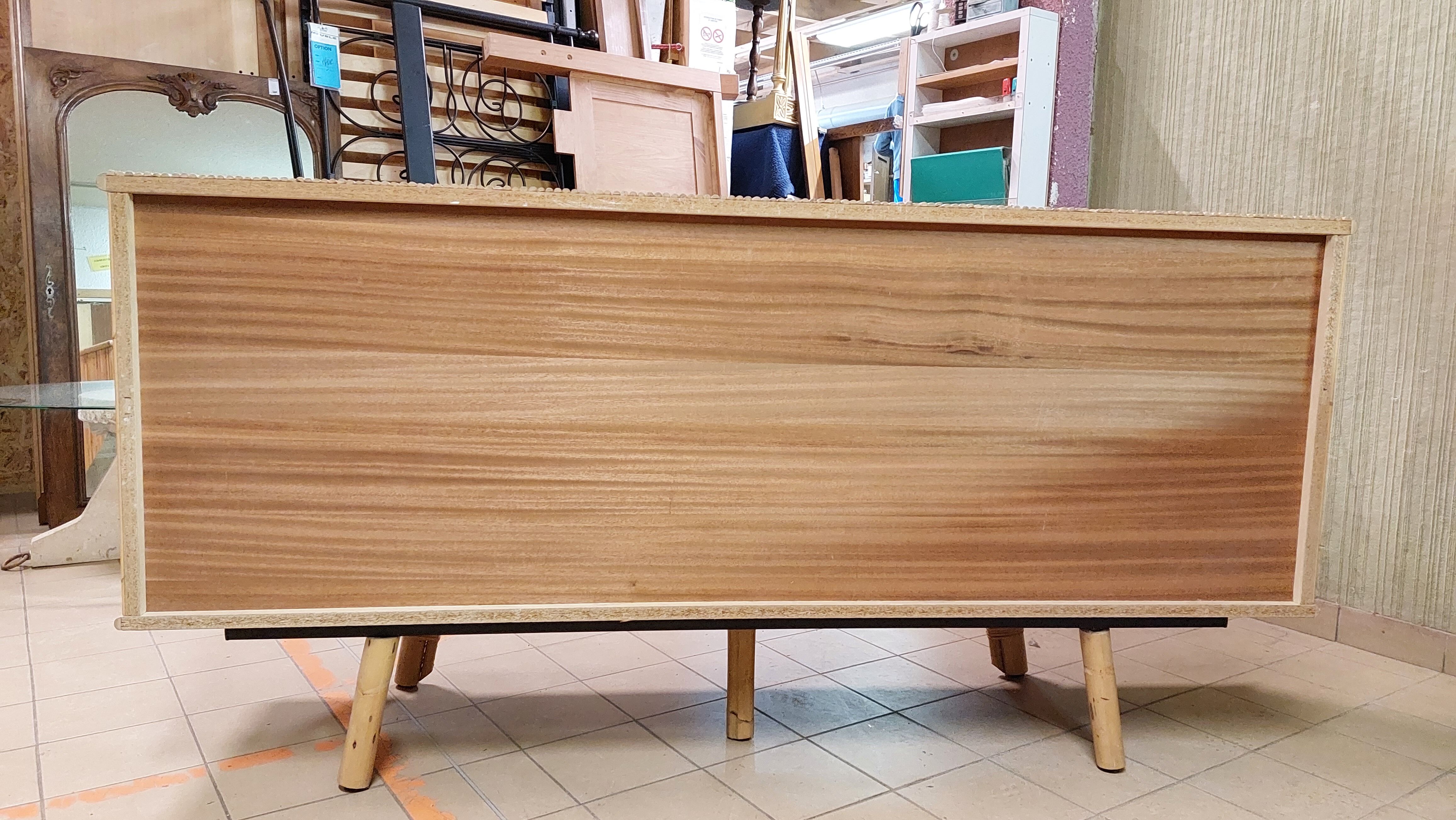 Vintage 3-door bamboo and rattan sideboard 50