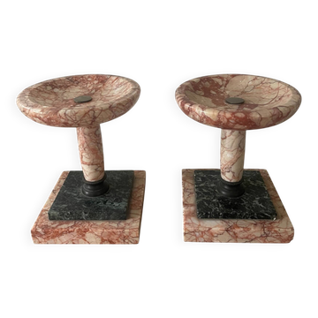 pair of marble bookends, 19th-century vases