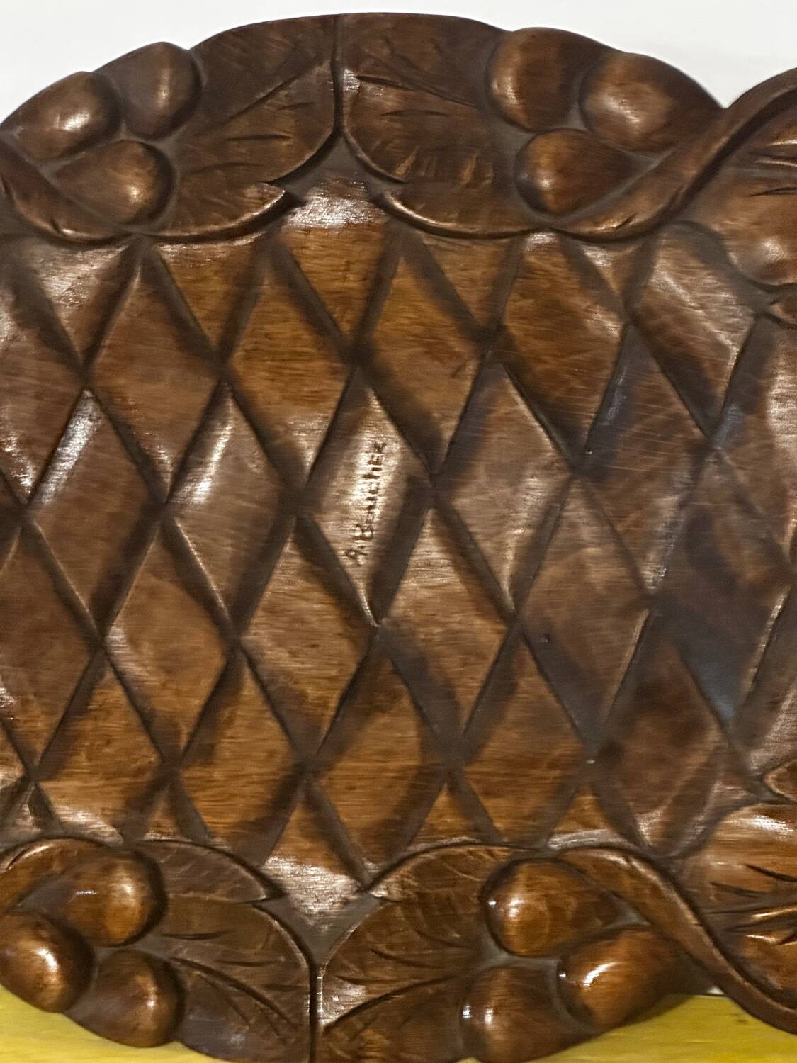 Basket or Pocket Emptying from the 1950s in Carved Wood signed A. Bouchez