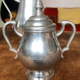 Service à café et thé ancien fait main wisna indonesia métal argenté