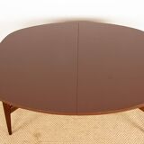 Danish high and low table in teak and brown lacquered wood, Smørrebrø model