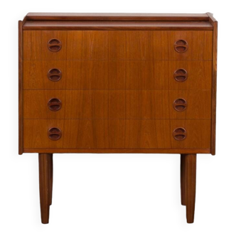 Danish teak 4 drawers dresser with hidden vanity, 1960s