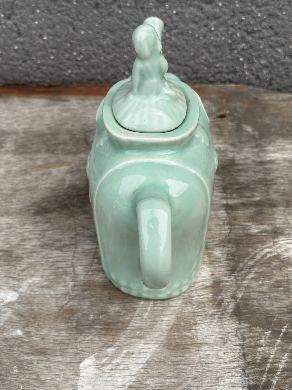 Vintage Chinese Porcelain Teapot - Elephant and Girl on Lid