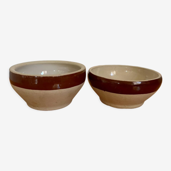 Set of 2 small Digoin bowls in vintage stoneware
