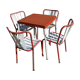 Table and four iron garden chairs from the 1950s