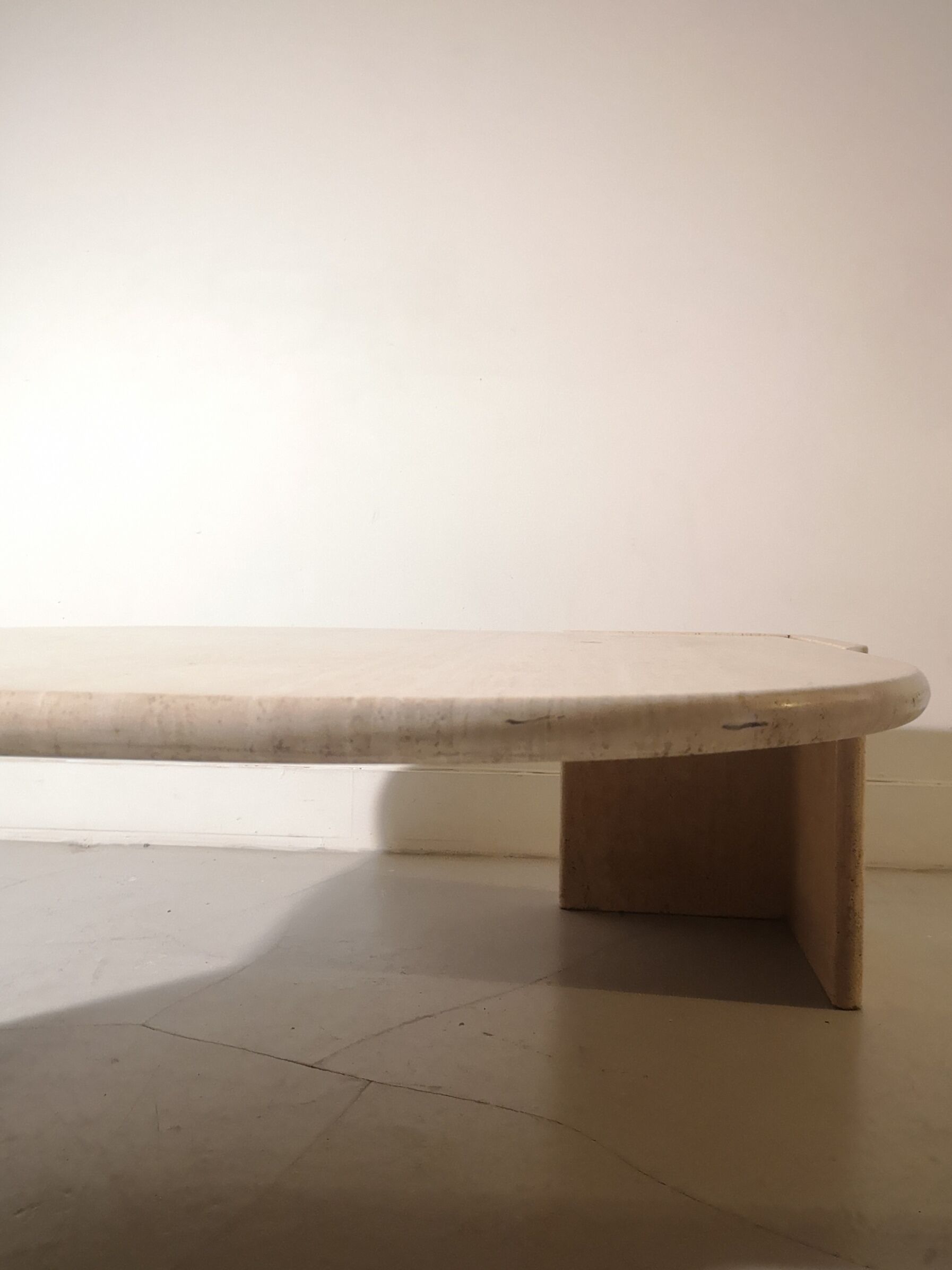 Italian travertine drop coffee table roche bobois, 1970
