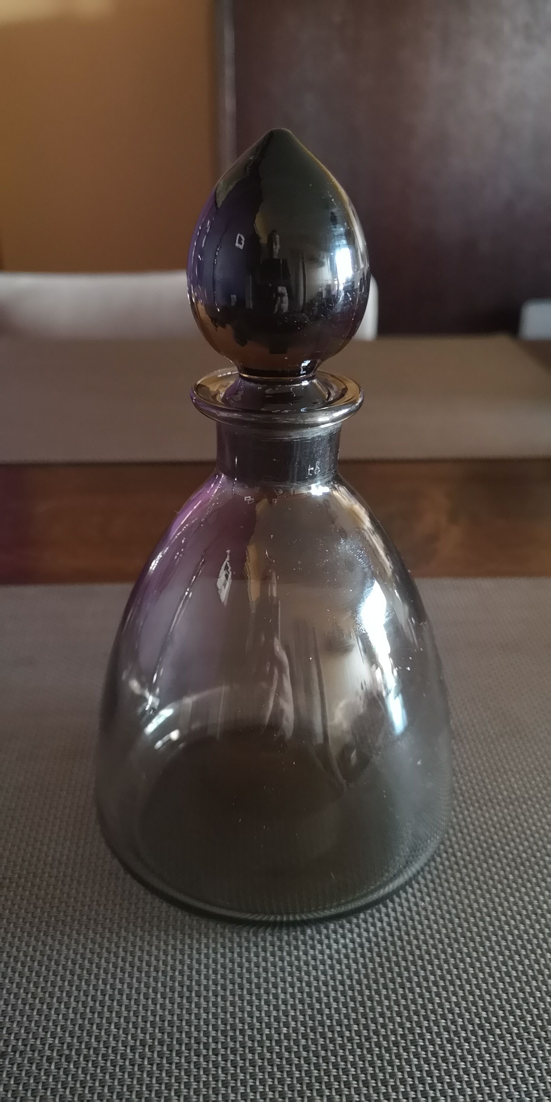 Grey smoked crystal bottle/carafon - 1970s/80s