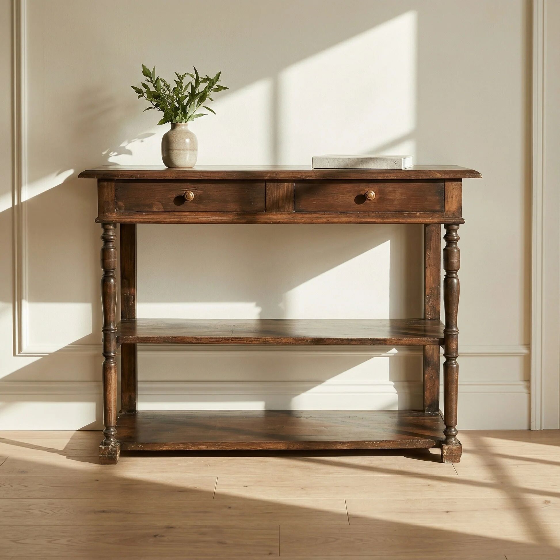 Antique solid wood console – early 20th century