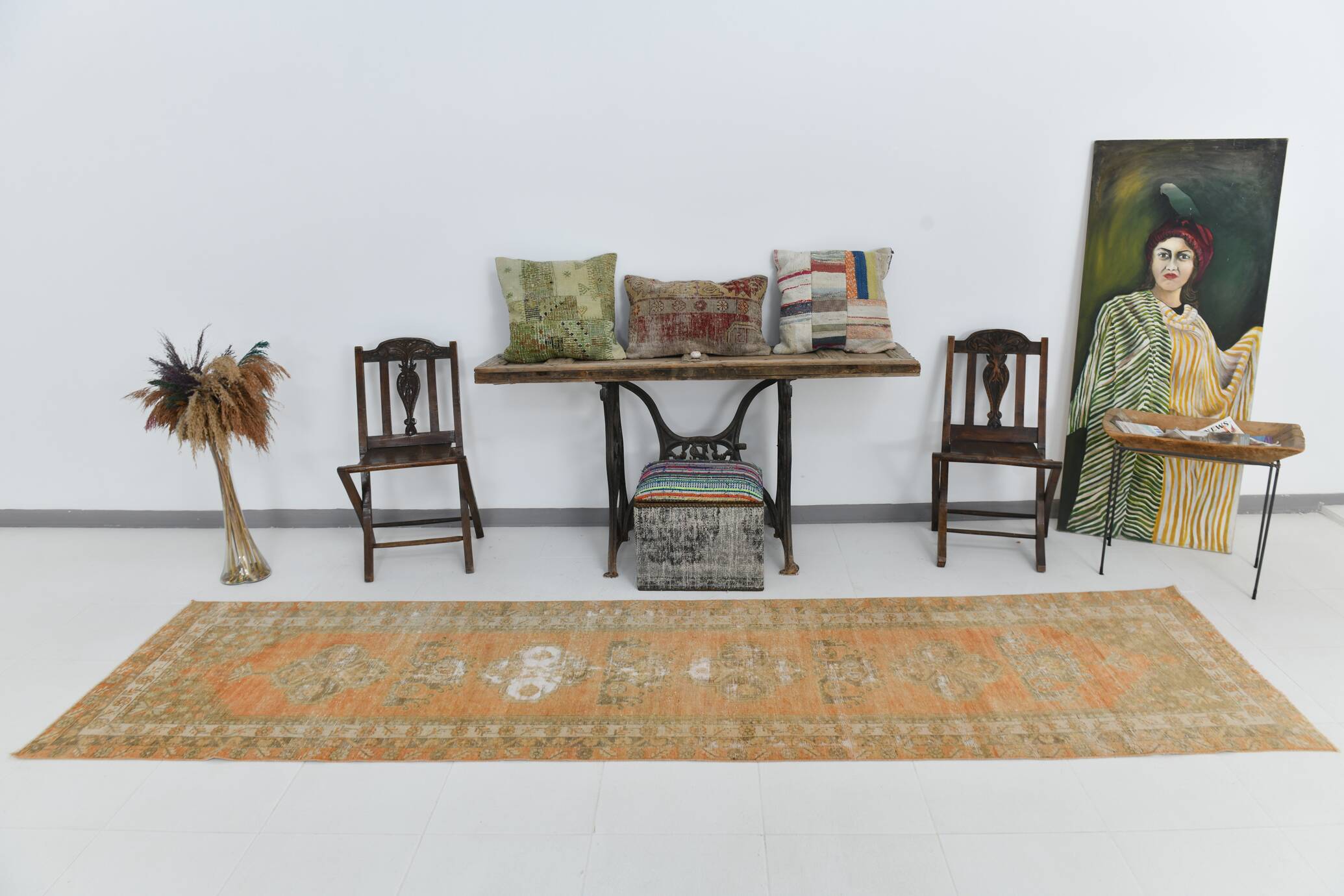 3x12 1960s antique vintage runner rug