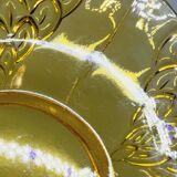 Ancien Plat Art Déco En Cristal Ambré Tchécoslovaquie