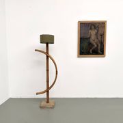 Sculptural floor lamp in bent rattan