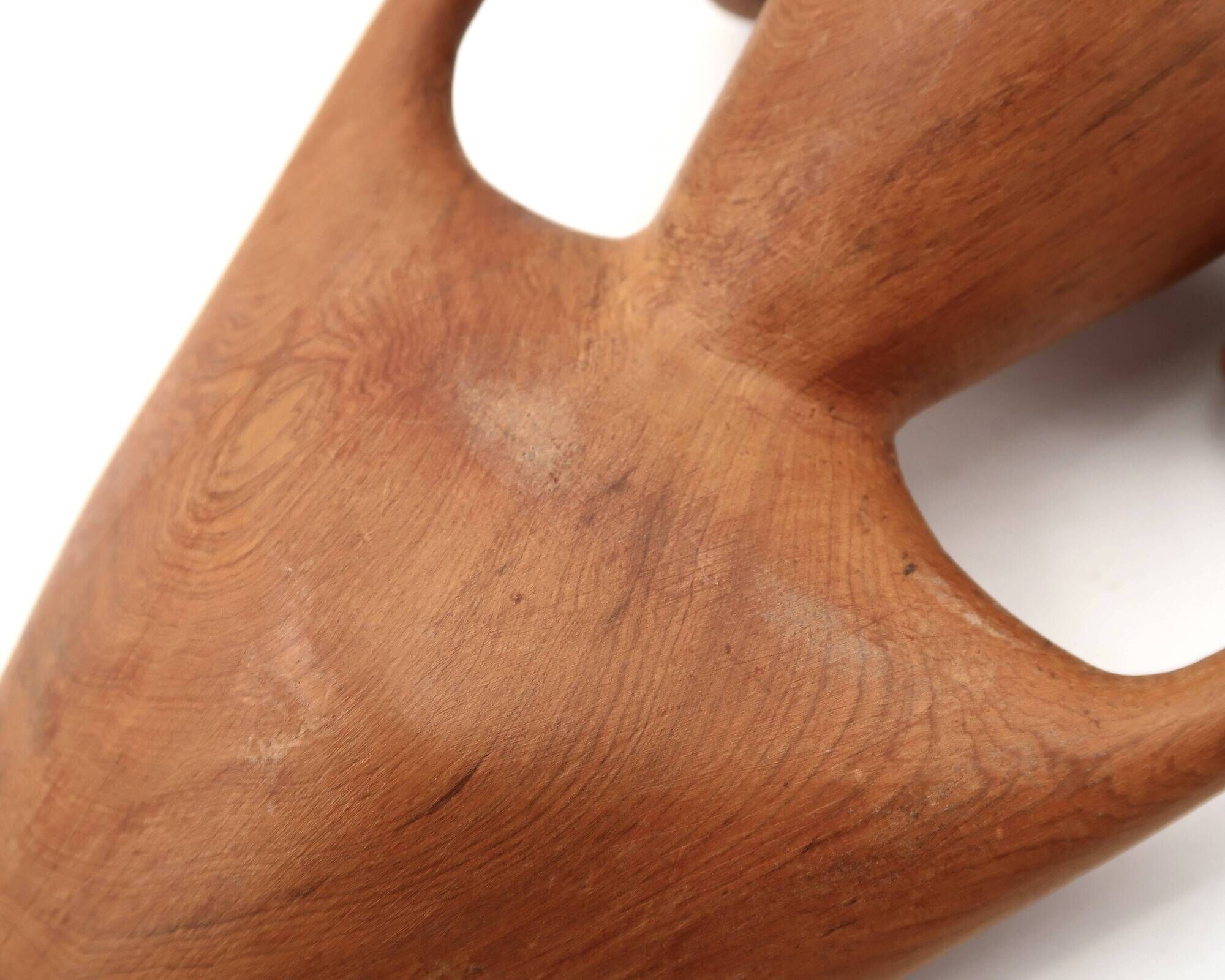 Hanging wooden amphora vase, 70s bohemian decor.