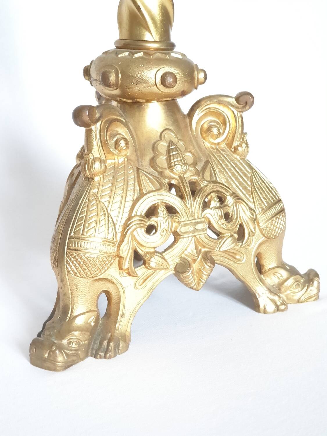 Pair of 19th century neo-Gothic bronze candelabras