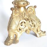 Paire de candélabres neogothique XIXe en bronze