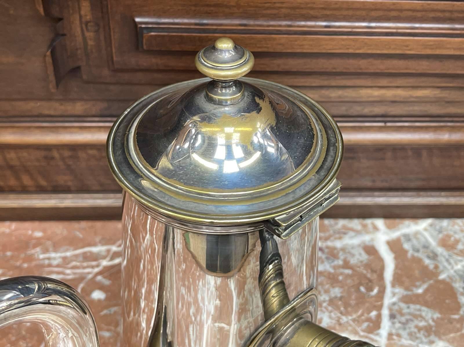 Napoleon III chocolate pot, late 19th century, in silver-plated metal