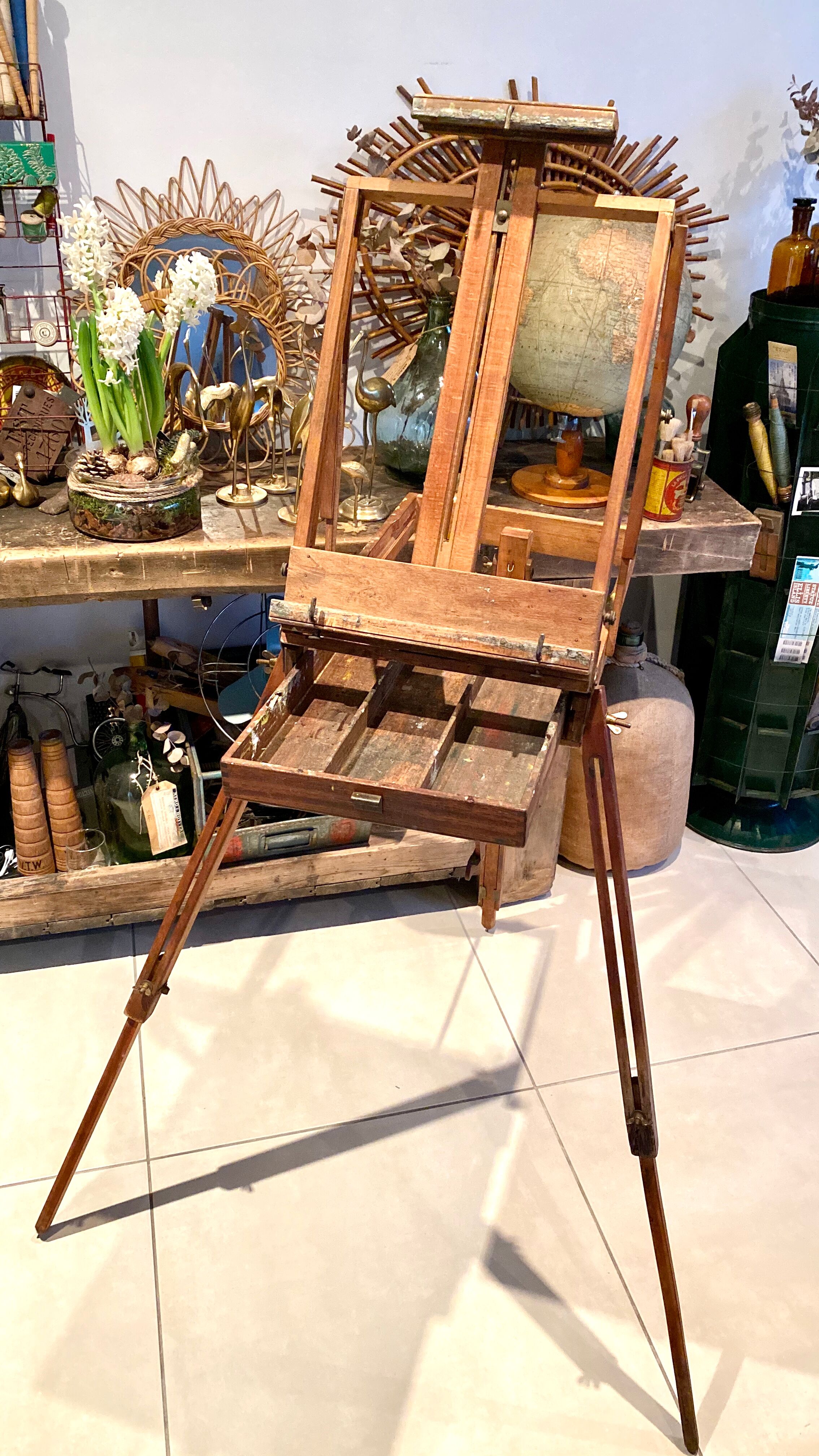 Old collapsible wooden painter's easel