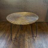 Rattan and metal coffee table